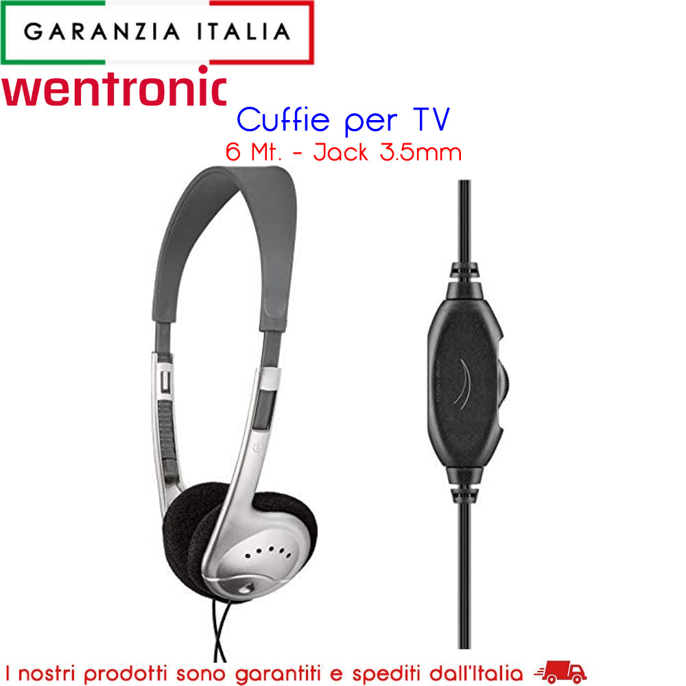 WEN97580 - Altoparlanti e Cuffie - elettronicadefilippo srl - CUFFIA  PADIGLIONE con cavo da 6 metri CH310