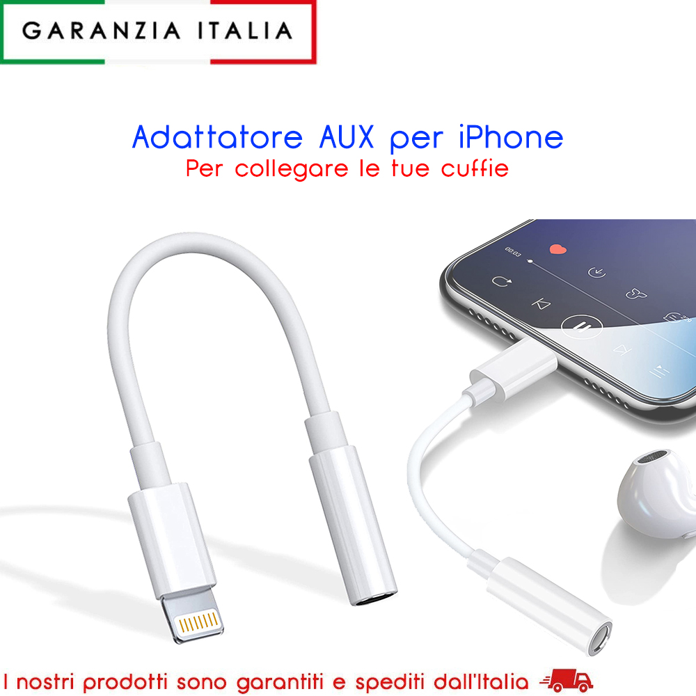H332682 - Accessori Smartphone e Tablet - elettronicadefilippo srl - Adattatore  AUX 3,5mm per iPhone compatibile con tutti i sistemi iOS