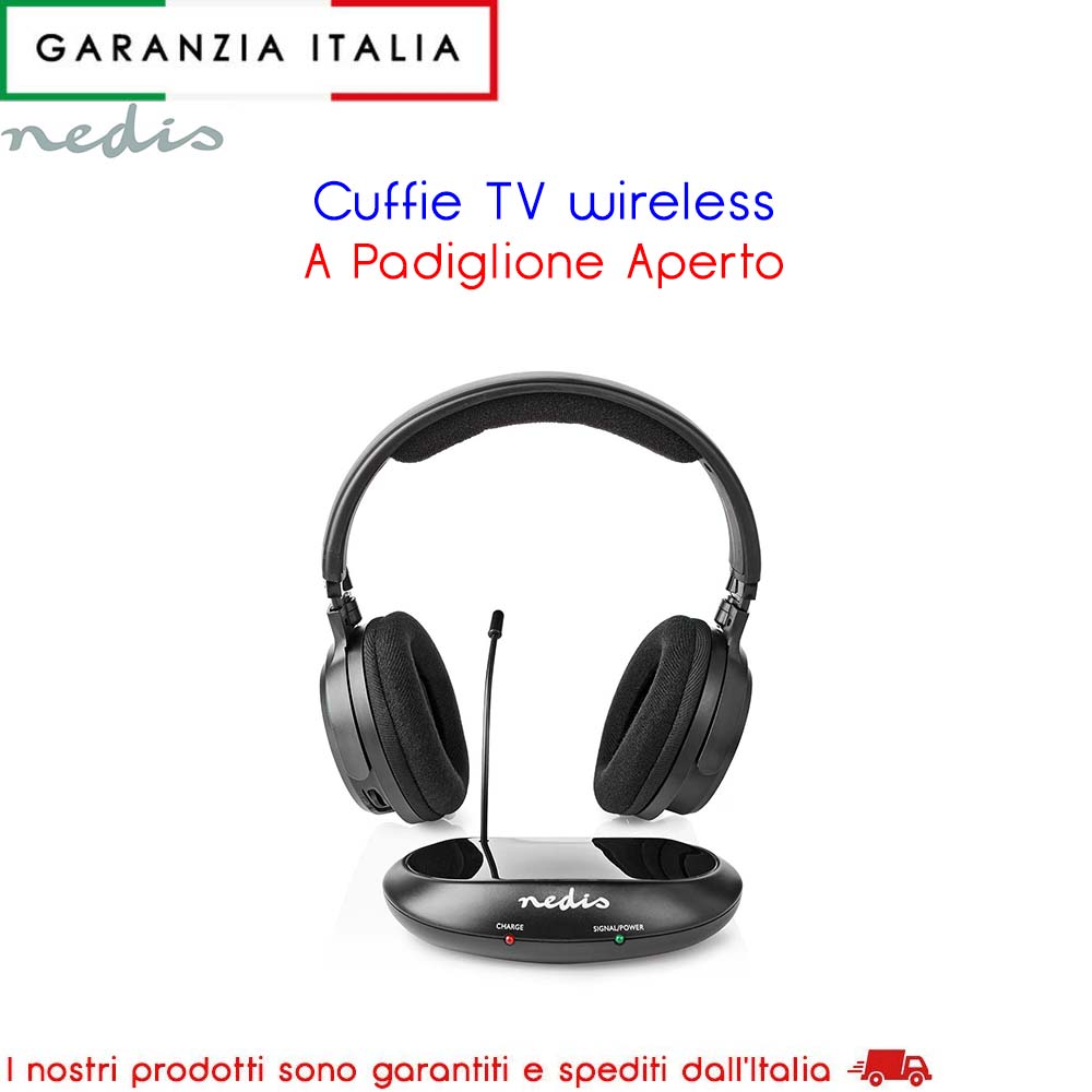 HPRF200BK-A002 - Cuffie e Auricolari - elettronicadefilippo srl - NEDIS  Cuffie TV Wireless Cuffie TV Wireless RF Con Stazione di Ricarica