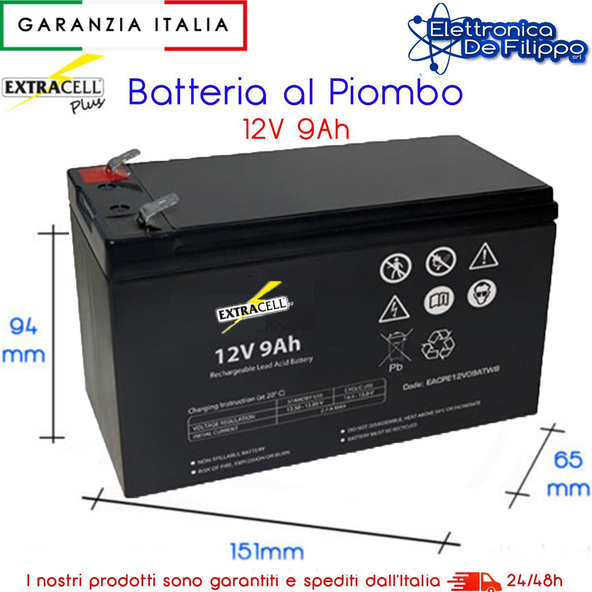 Batteria Per Giochi Peg Perego Batteria Al Piombo Ermetica 6V 7Ah Ricaricabile - Con Connettore Faston Per UPS, Sicurezza, Giochi Peg Perego Batteria Piombo 6v 7ah - Foto 4