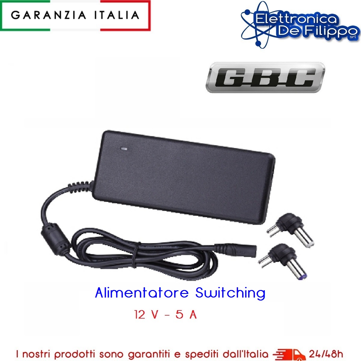 ALIMENTATORE PER MONITOR LCD TVCC TELECAMERE 12V 5A 60W 5,5 X 2,1 5,5 X 2,5 zoomable