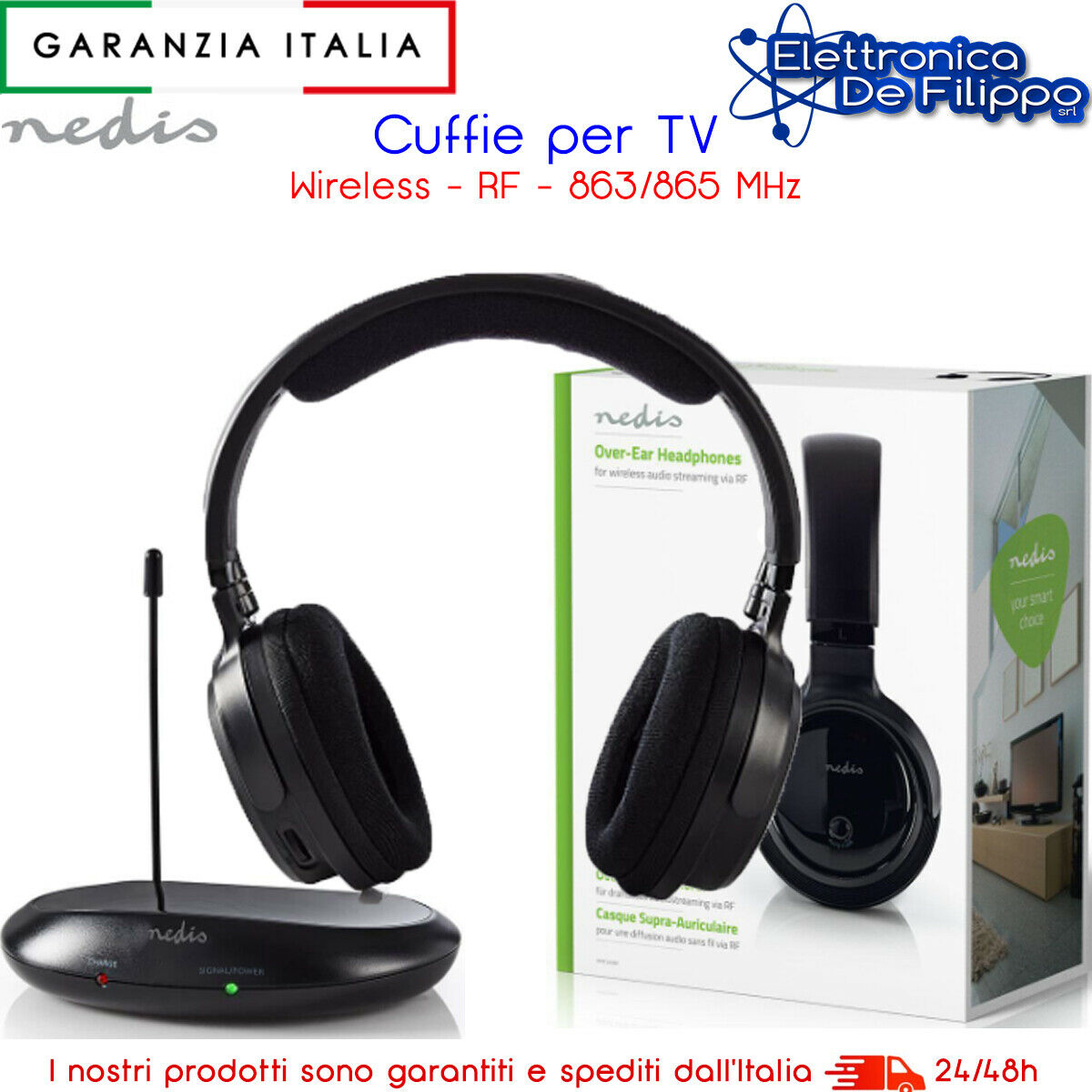 HAVTRHP20KN - Cuffie e Auricolari - elettronicadefilippo srl - CUFFIA  WIRELESS NVS HI-GRADE CF-100 A RADIOFREQUENZA NERA