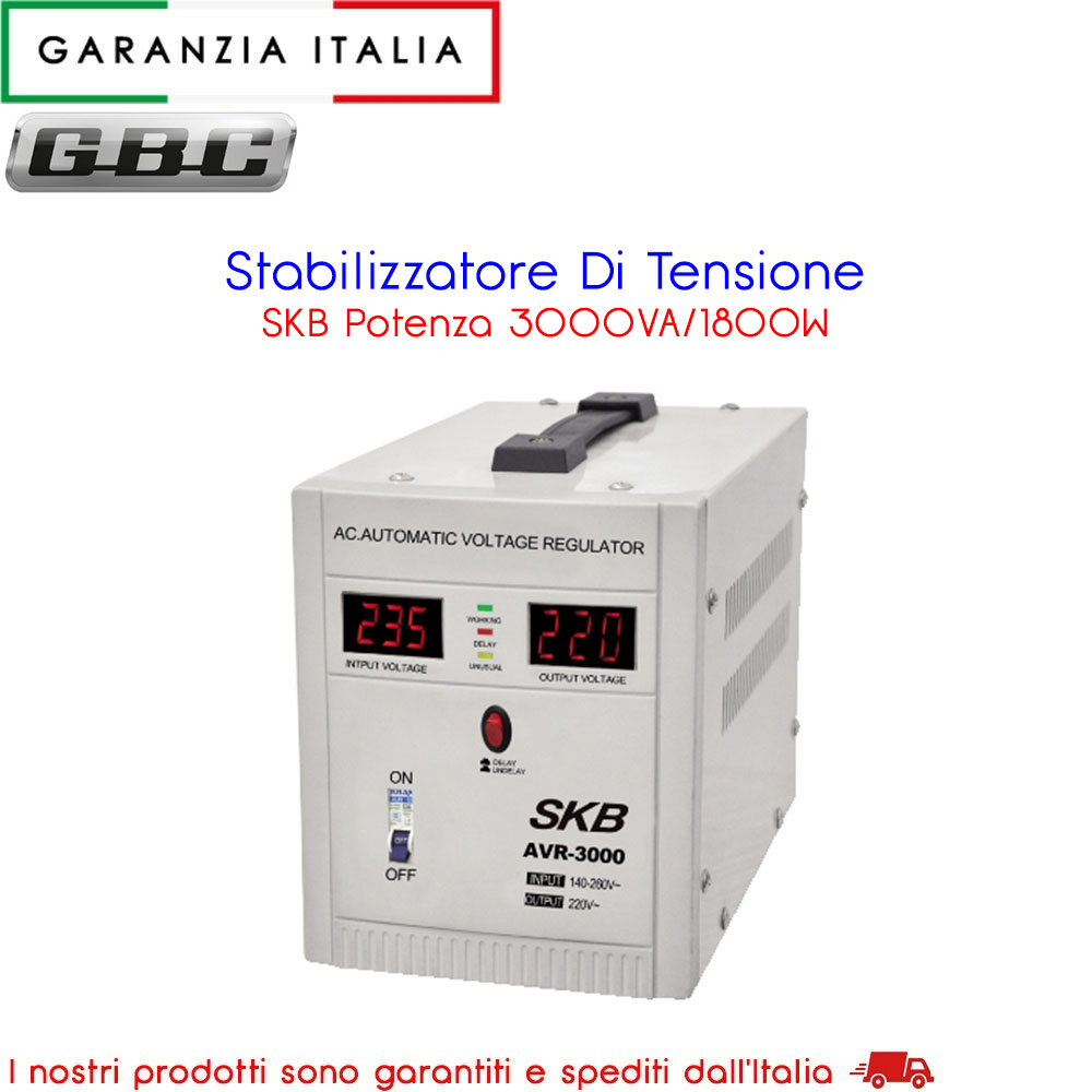 STABILIZZATORE DI TENSIONE E CORRENTE 3000VA CON DISPLAY DIGITALE GBC zoomable