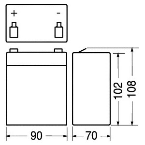 BATTERIA AL PIOMBO 12V 5 AH 5.2Ah 90 X 70 X 101x 107mm PER GRUPPI UPS ALLARMI