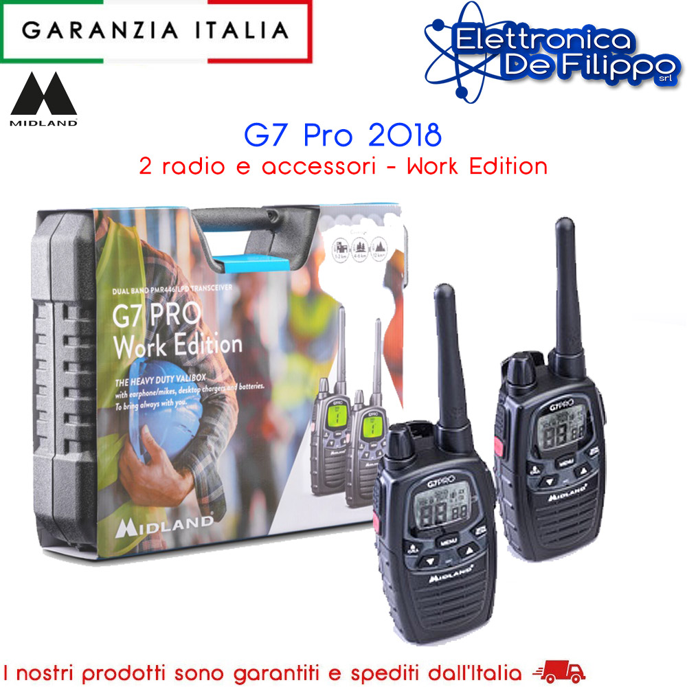 C1090.18 - Midland - elettronicadefilippo srl - MIDLAND G7 PRO Work Edition  - 2 radio e accessori