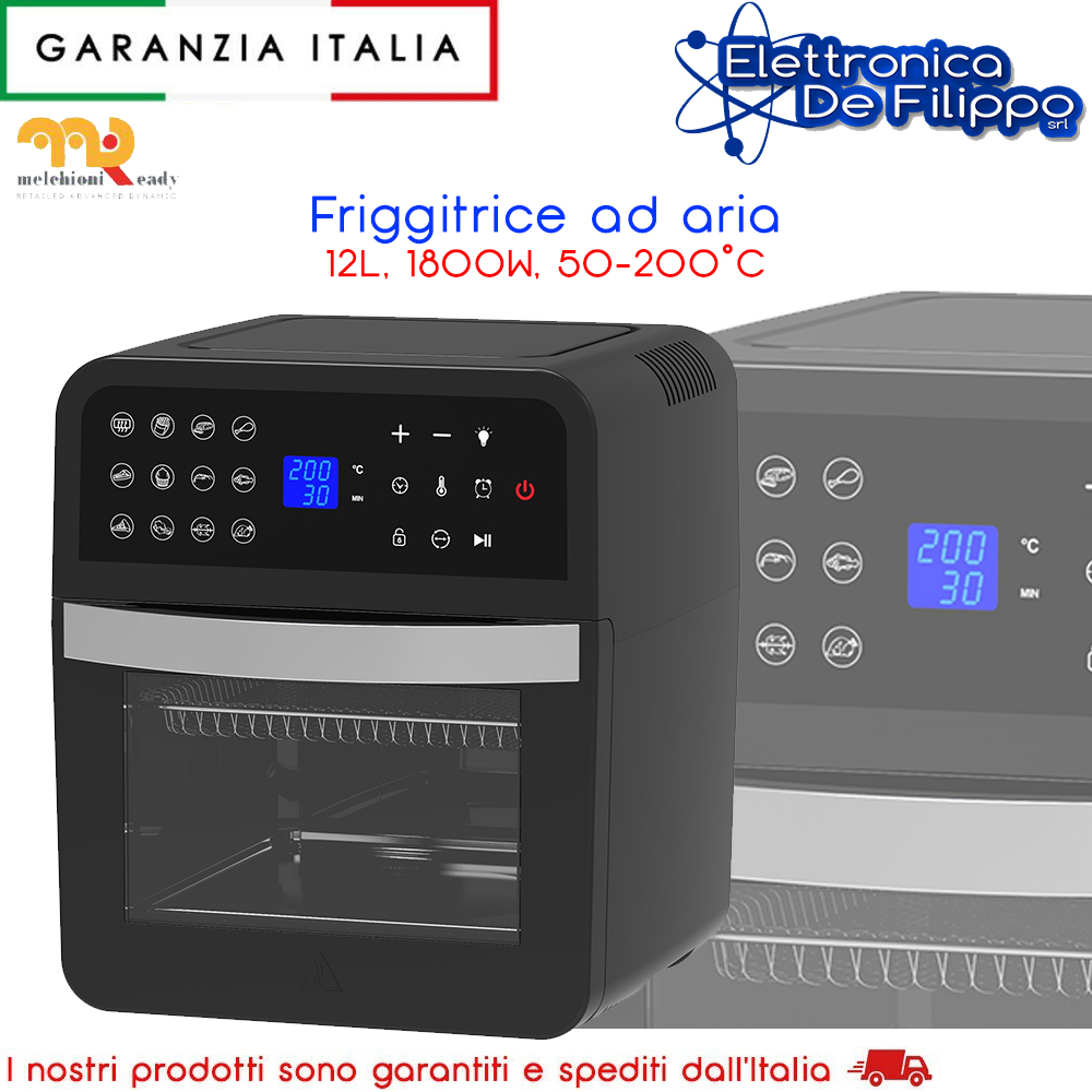 118340023 - Cucina - elettronicadefilippo srl - Friggitrice ad aria 12L  LUCIFER 1800W 50-200 gradi timer 60 min
