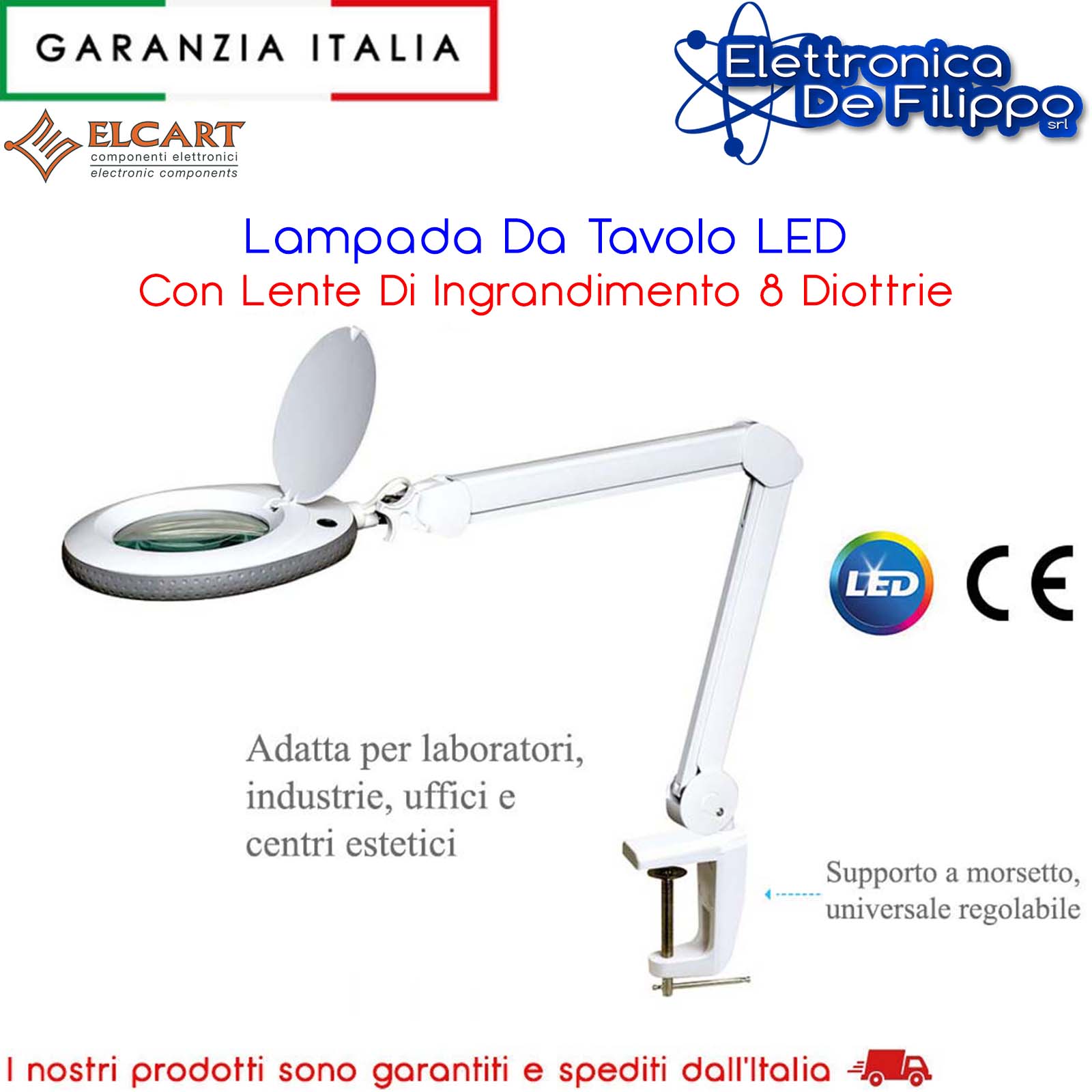LAMPADA TAVOLO LENTE INGRANDIMENTO DIOTTRIE EXTRA CLIP LABORATORIO  ELETTRONICA