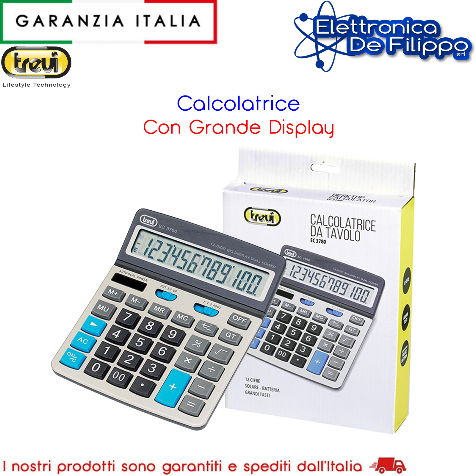 0378006 - Cancelleria - elettronicadefilippo srl - Calcolatrice Grande -  Calcolatrice Per Ufficio