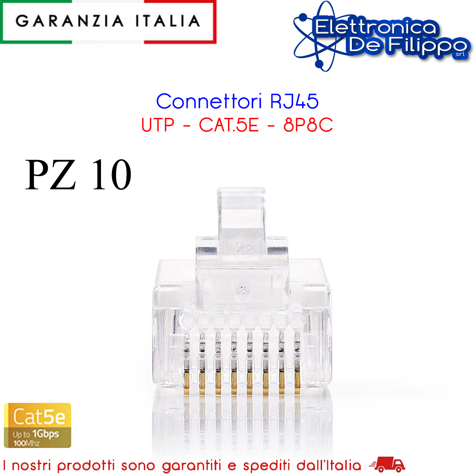 VLCP89300T-X10 - Telefonici e Rete - elettronicadefilippo srl - Connettore  RJ45 a Crimpare - Spinotto RJ45 Cat 5 UTP