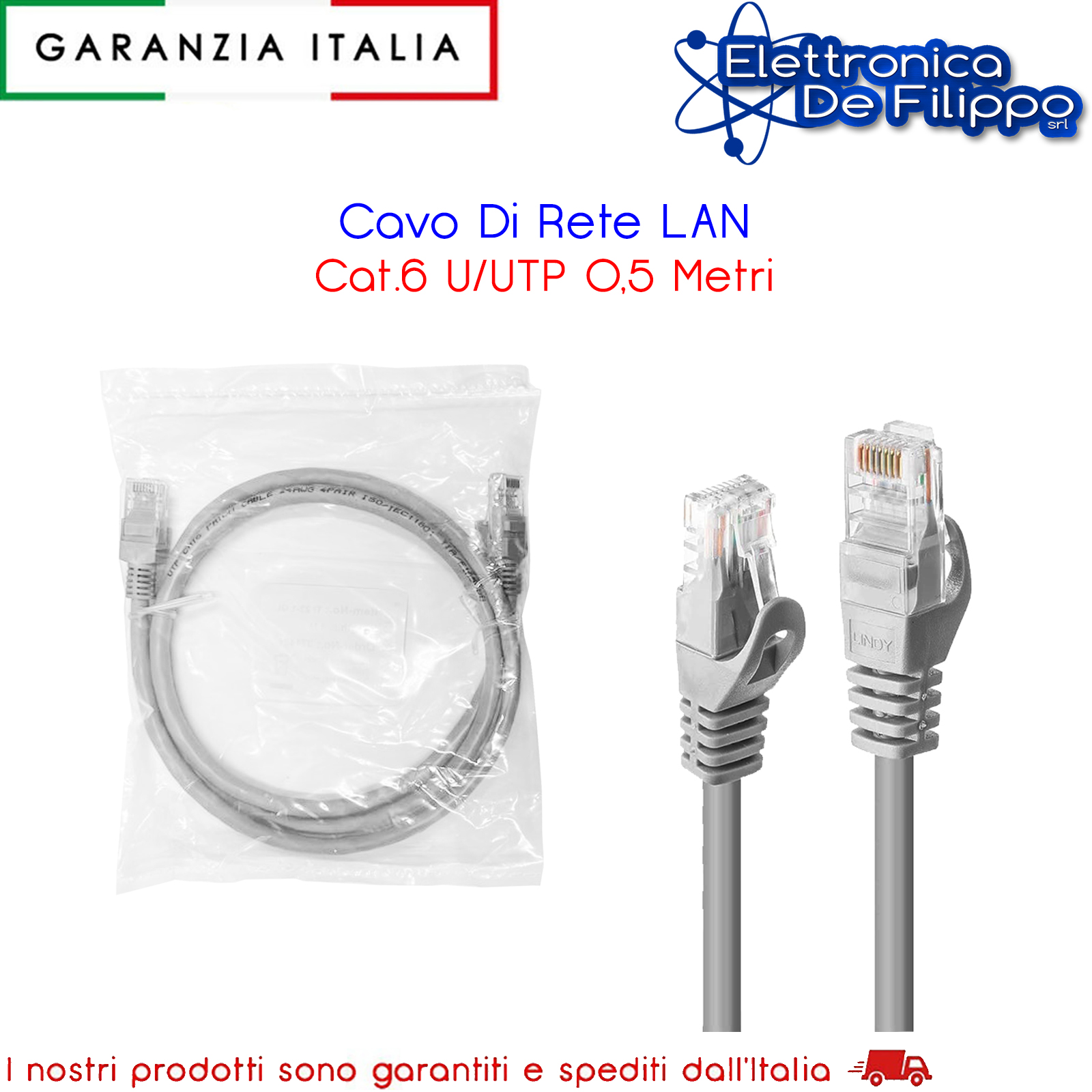 Cavo Rete Lan Ethernet RJ45 Cat.5e UTP Patch - 5 Metri Grigio