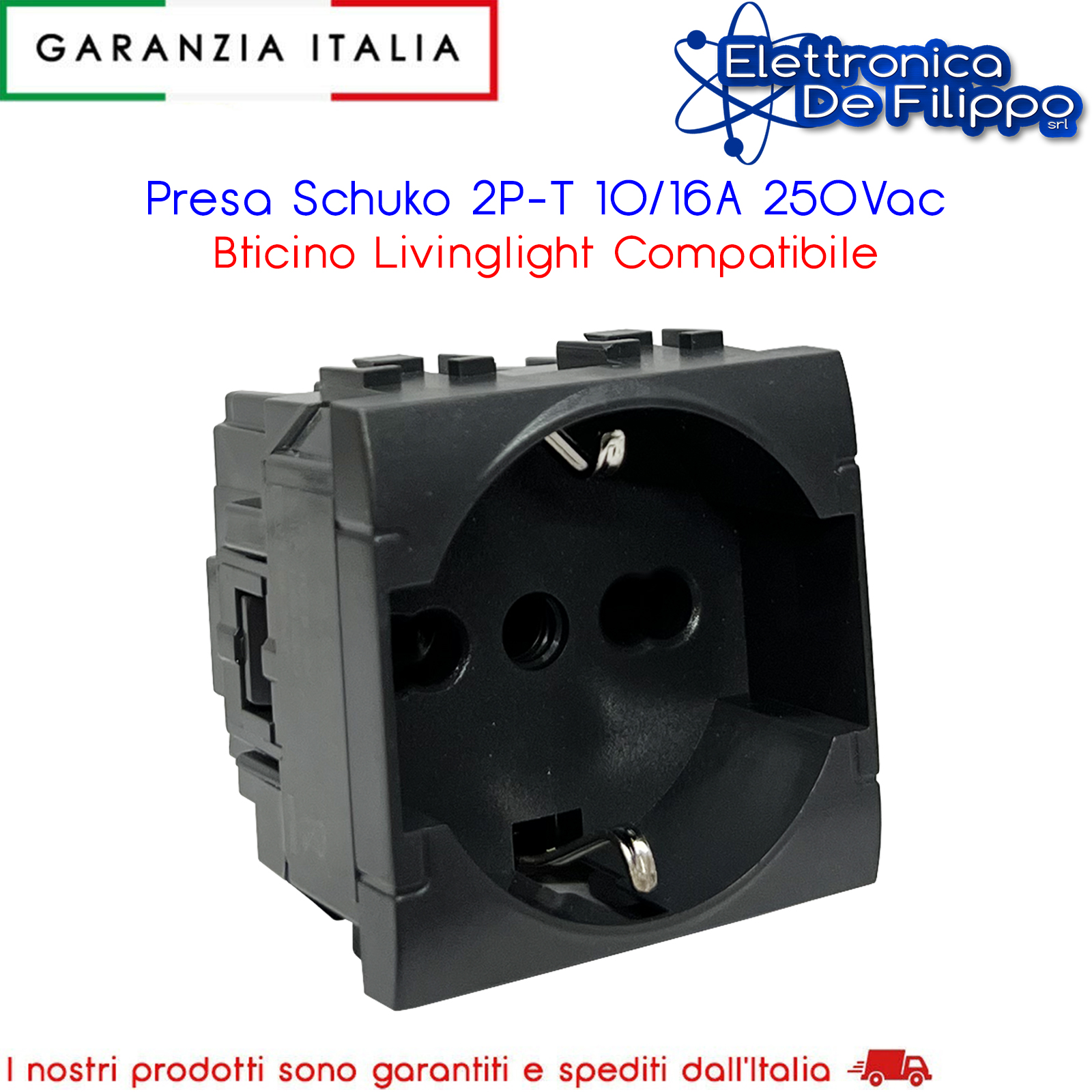 BTICINO LIVING LIGHT INTERNATIONAL L4140/16F PRESA FLAT UNEL ITALIA 10 16 A