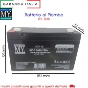 BATTERIA AL PIOMBO RICARICABILE SKB 6 V 12 AH 151X51X93mm PER MOTO PEG PEREGO