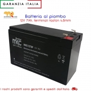 Batteria al piombo ricaricabile 12V 7Ah terminale faston 4.8mm MKC