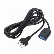 Prolunga Elettrica Spina 16 A - Presa Bipasso 10/16 A - 3 mt - 3 x 1 mmq - Nera