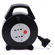 Avvolgicavo 2 prese Bipasso 10/16A e Spina 16A Riavvolgibile da 5mt - Nero