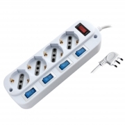 Multipresa 4 Posti 10/16A Schuko Con Interruttori Indipendenti