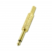 Spina Jack 6,3mm Mono Metallica Dorata Con Molla Guidacavo