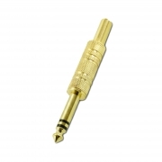 Spina Jack 6,3mm Stereo Metallica Dorata Con Molla Guidacavo