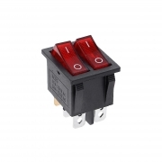 Interruttore a Bascula Doppio Bipolare Luminoso Rosso ON-OFF