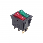 Interruttore a Bascula Doppio Bipolare Luminoso Rosso e Verde ON-OFF