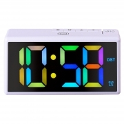 Orologio Sveglia Digitale Bianco Con Grande Display Multicolore