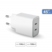 Alimentatore 2 Prese USB Type-C Ricarica Ultra Veloce 20-25W