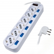 Multipresa 6 Posti 10-16A Schuko Con Interruttori Indipendenti