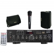 KIT per Karaoke e festa con amplificatore coppia casse nere e microfono karma