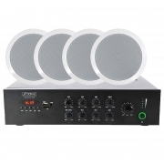 KIT Amplificatore BT e 4 diffusori da controsoffitto per filodiffusione locali