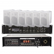 AMPLIFICATORE PROFESSIONALE MUSICALE 6 CASSE BIANCHE INCLUSE 61065125 61611240