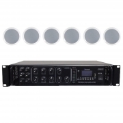 AMPLIFICATORE PROFESSIONALE 100V 180W 6 ZONE MP3 BT CON 6 CASSE