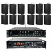 Amplificatore 100V/350W 6 zone Con MP3/DAB/FM/SCAN/BT con 12 casse da parete