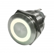 Interruttore a Pulsante Momentaneo Antivandalo 25mm Luminoso Bianco 24V