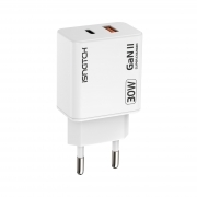 Alimentatore 30W 3A Presa USB QC e USB-C PD Con Protezione Da Surriscaldamento